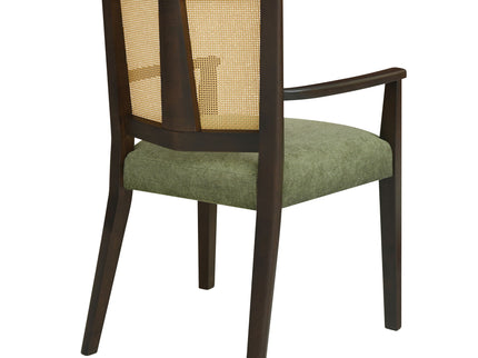 Mid Century Modern Arm Dining Chair Set With Rattan Backrest