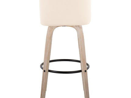 Toriano - Mid-Century Modern Fixed Height BarStool With Round Footrest (Set of 2)