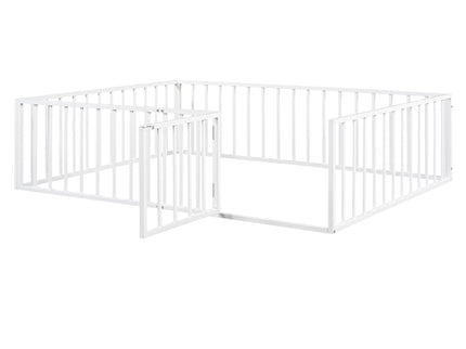 Metal Floor Bed Frame With Fence And Door