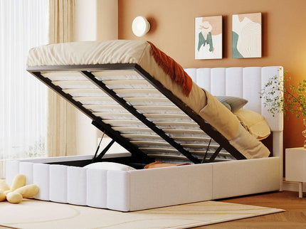 Elegant Upholstered Platform Bed With Hydraulic Storage System