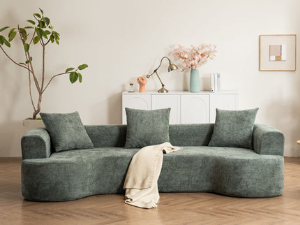 Modern Style Ultra Smooth Curved Sofa With 3 Pillows