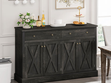 Vintage Sideboard With 2 Drawers And Four Doors For Living Room