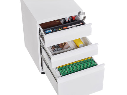 Contemporary 3 Drawer Mobile Filing Cabinet With Lock, Metal Office Storage For Legal / Letter Size