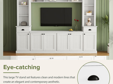 Minimalist Entertainment Wall Unit Set With Bridge For TVs Up To 75"