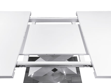 Rectangle Dining Table, Stretchable, X Shape Legs - White