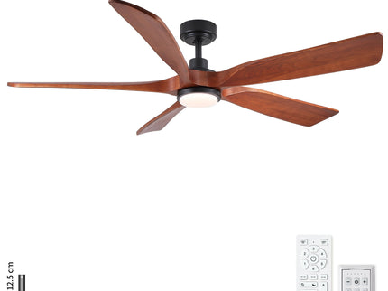 Ceiling Fan With Light And Remote Control, Noiseless, Dimmable, 6 Speeds Reversible For Indoor Or Covered Outdoor Use - Matte Black