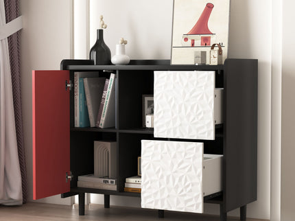Modern Sideboard Buffet Cabinet With Doors And Unique Panel Styling