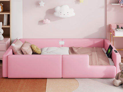 Platform Bed With Guardrail And Charging Station