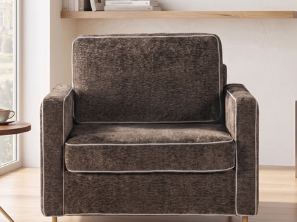 Accent Chair Upholstered Single Sofa With Square Arms, Sewn Pillow Back For Living Room