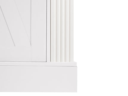 Barn Door Storage Cabinet With 2 Drawers & Door Rack, Adjustable Shelves
