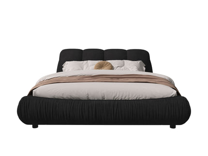 Luxury Upholstered Platform Bed With Oversized Padded Backrest And Solid Wood Frame