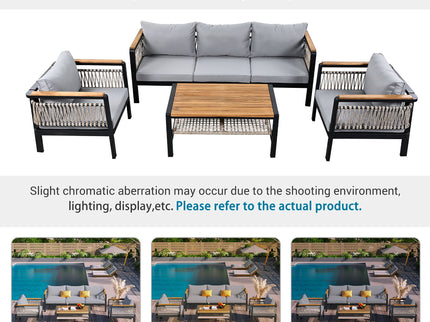 4 Pieces Outdoor Sectional Sofa Set 5 Person Patio Seating Group Outdoor Conversation Set With Cushions And A Coffee Table For Patios