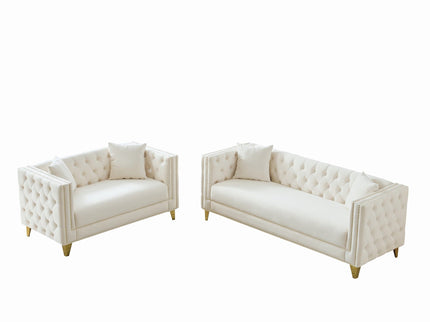 Deep Seat Sofa With Button Nailhead, Square Arm Couches