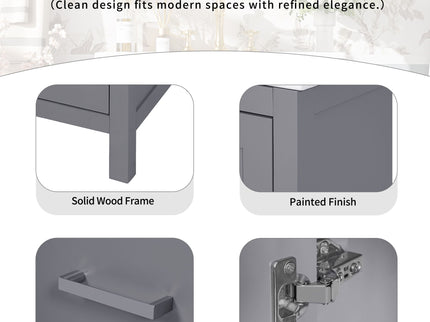 Bathroom Vanity With Integrated Undermount Ceramic Sink, 2 Doors And 1 Drawer, Soft Close Hinges