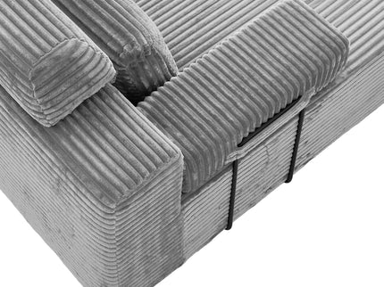 Sectional Sleeper Sofa & Storage Pockets, Modular Couch With Throw Pillows For Living Room
