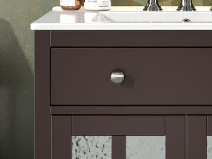 Bathroom Vanity With Ceramic Sink, Adjustable Shelf & Tip Out Tray