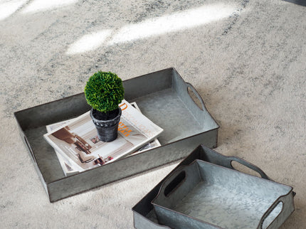Decorative Galvanized Nesting Trays (Set of 3) - Gray