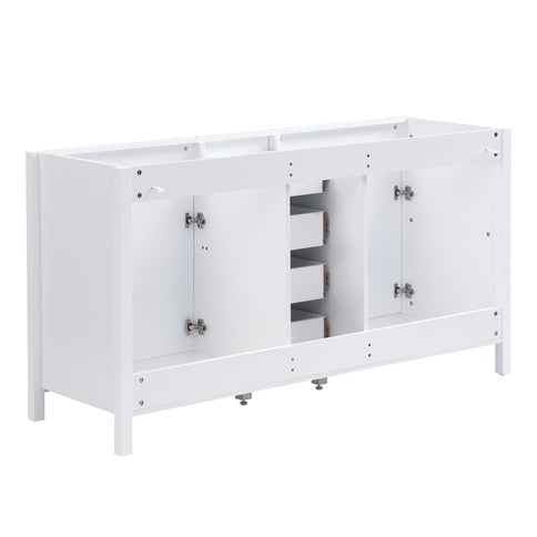 Bathroom Vanity Cabinet Only, Soft Close Doors & Drawers, 4 Drawers & 2 Double Door Cabinets - White