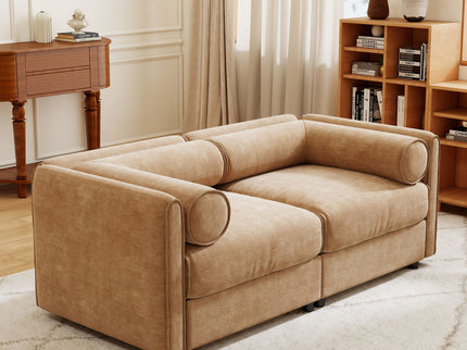 Stylish Sofa With Storage Seat And Cylindrical Backrest