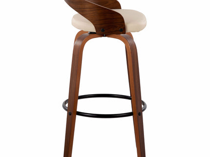 Grotto - Mid Century Modern Fixed Height Barstool & Swivel With Round Footrest (Set of 2)