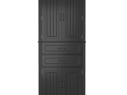 Multi Functional Storage Cabinet With Adjustable Shelves, 2 Drawers, Door Shelves
