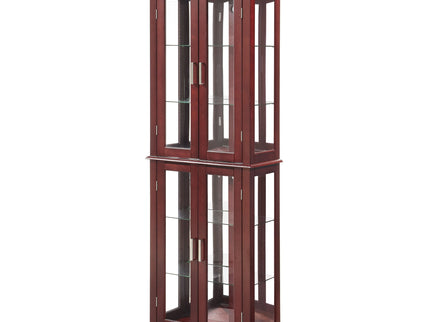 Curio Cabinet Lighted Curio Diapaly Cabinet With Adjustable Shelves And Mirrored Back Panel, Tempered Glass Doors (6 Tier), (E26 Light Bulb Not Included)