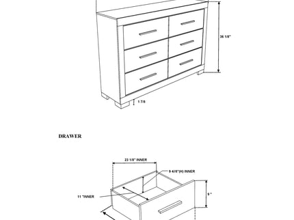 Elsa - 2 Toned And Dresser With Bar Handle And Construction