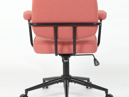 Button Mid Back Swivel Desk Chair With Curved Armrest - Pink