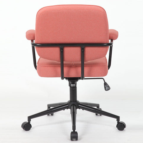 Button Mid Back Swivel Desk Chair With Curved Armrest - Pink