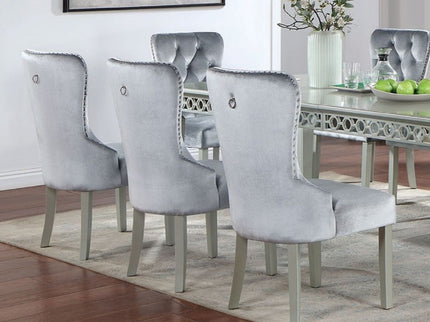 Upholstered Wingback Dining Chair (Set of 2) - Dark Gray / Silver