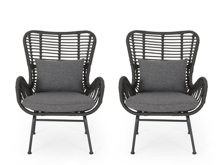 Modern Aesthetic Outdoor Rattan Accent Chair With Metal Legs