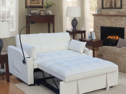 Modern Loveseat With Pullout Bed, Adjustable Reclining Backrest