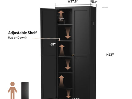 Kitchen Pantry Cabinet With 4 Adjustable Shelves, Heavy Duty Freestanding Organizer