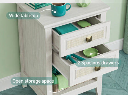 Nightstand With 2 Drawers Bedside Table