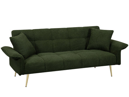 Convertible Double Futon Sofa Bed With Folding Armrests For Living Rooms