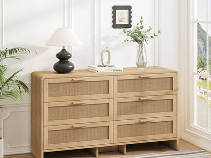 Modern Arc Shaped Corner Rattan Cabinet With 6 Drawers