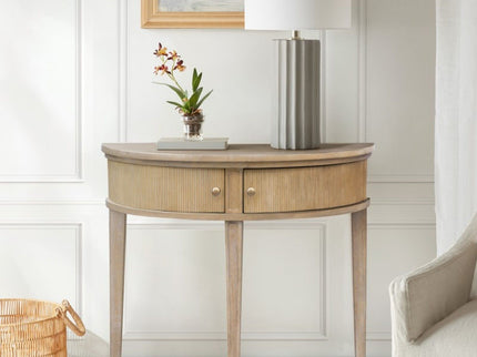 Vintage Inspired Storage Console Table With Fluted Doors