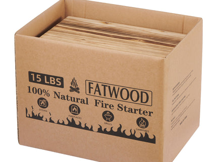 15 Lbs Fatwood Fire Starter Sticks With Box, 100% Natural Kindling Wood, Pine Firewood Firestarter For Campfire, Stove, Fireplace, Bonfires, Grill - Natural
