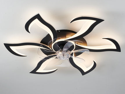 Flower Ceiling Fan With LED Dimmable Light, Flush Mount Ceiling Fan With Remote Control, Low Profile Design, 6 Speeds, Timing Function