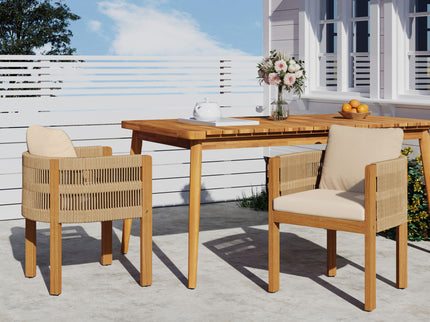 Outdoor Dining Chairs With Rope Handles (Set of 2)