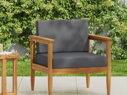 Outdoor Club Chair, Patio Chair With Teak Acacia Wood Frame - Dark Gray