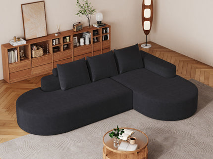 Modern Curved Sofa, L-Shaped Modular Sectional Set With 3 Pillows
