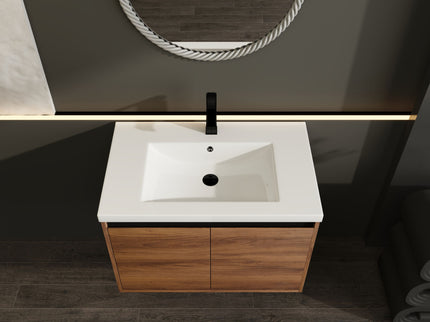 Bathroom Vanity Set With Resin Countertop Sink And 2 Doors, Engineered Wood