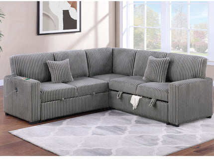 Convertible Sectional Upholstered Sleeper Sofa With Storage Chaise