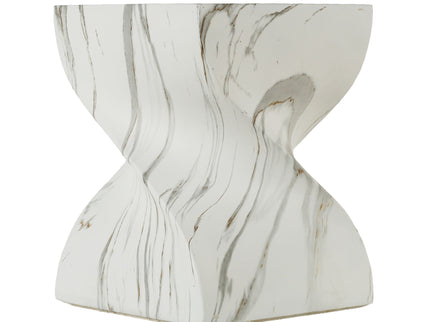 Outdoor End Table, Round Side Table For Patio And Garden - Marble