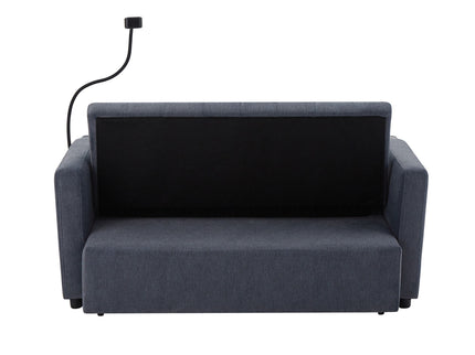 Convertible Sofa Bed Loveseat Sofa With Three USB Ports, Two Side Pockets, Two Cup Holders And 360° swivel Phone Holder For Living Room