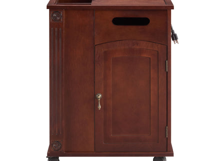 Traditional End Table With Charging Station, Narrow Side Table With USB Ports And Outlets - Red Walnut