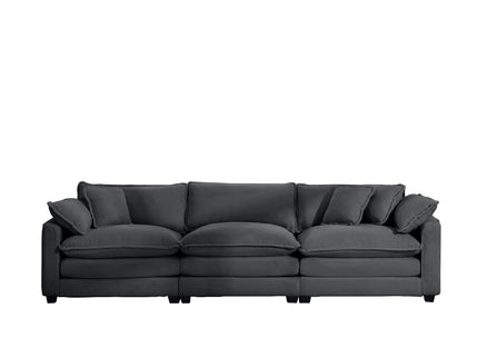 Mid-Century Modern 3 Seater Sectional Sofa With Arm And Throw Pillows