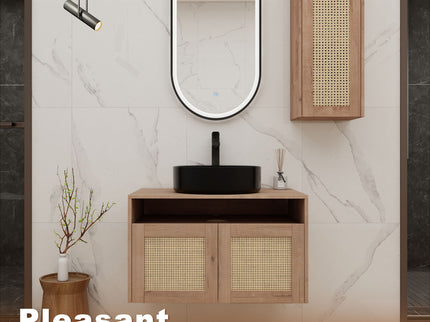 Bathroom Vanity With Art Sink And Side Cabinet, Float Mounting Design