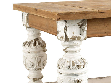 Rectangle Coffee Wooden Coffee Table, French Country Coffee Table - Brown / Antique White